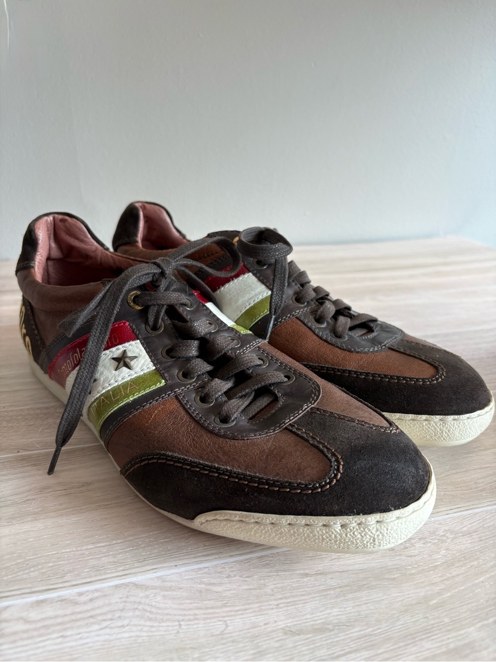 Pantofola D'oro Imola Brown Leather & Suede Sneakers Men’s 10 Retro Inspired EUC